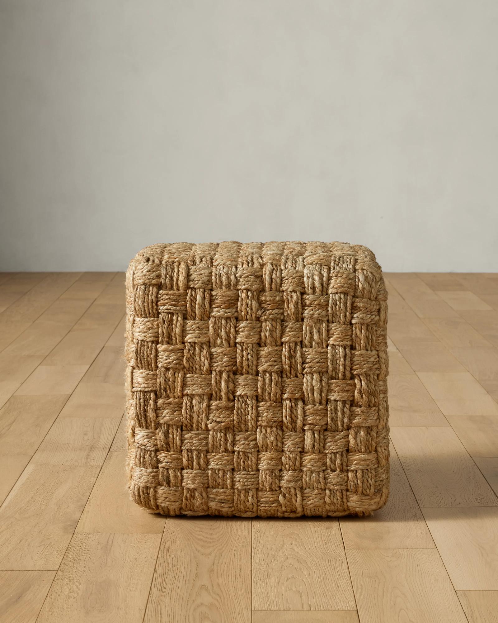 センソユニコ Cube-Cube バッテンジャガードパンツ ベージュ 新品！ Woven Jute Cube Ottoman | Joon Loloi